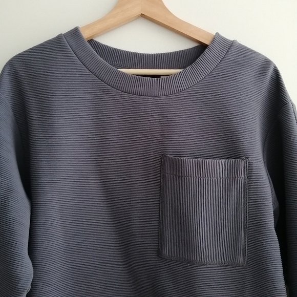 Anthropologie Varley Hewitt Ribbed Ottoman Knit Crewneck Sweatshirt in Slate M - Picture 5 of 16